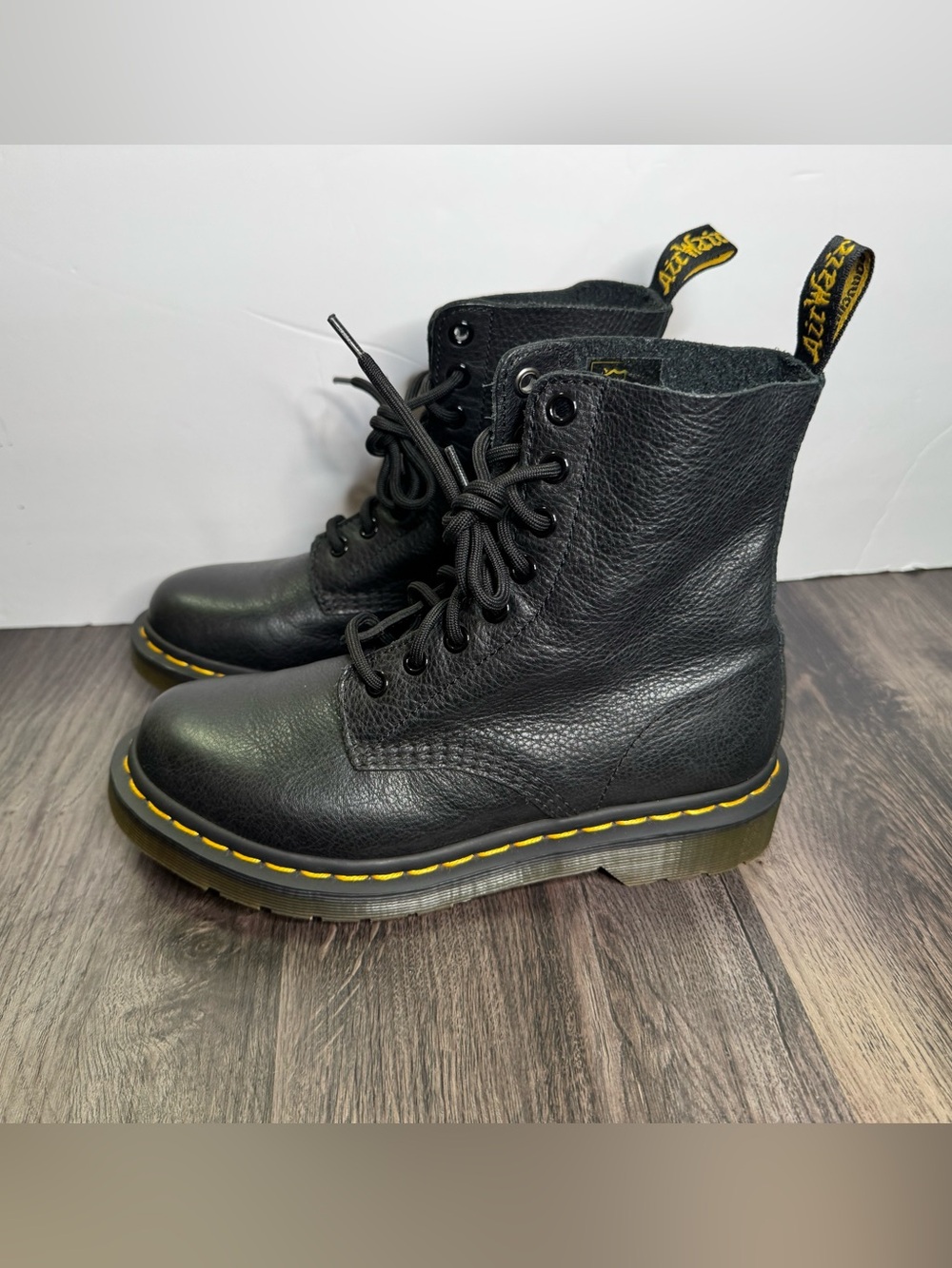 Dr Martens 1460 Pascal Virginia Boots Womens 6 Black Leather 8 Eye Combat - Picture 7 of 15